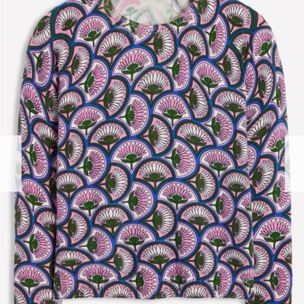 Boden Emilia Cotton Crewneck Lightweight Sweater Purple and Blue Pattern Small - Picture 5 of 10